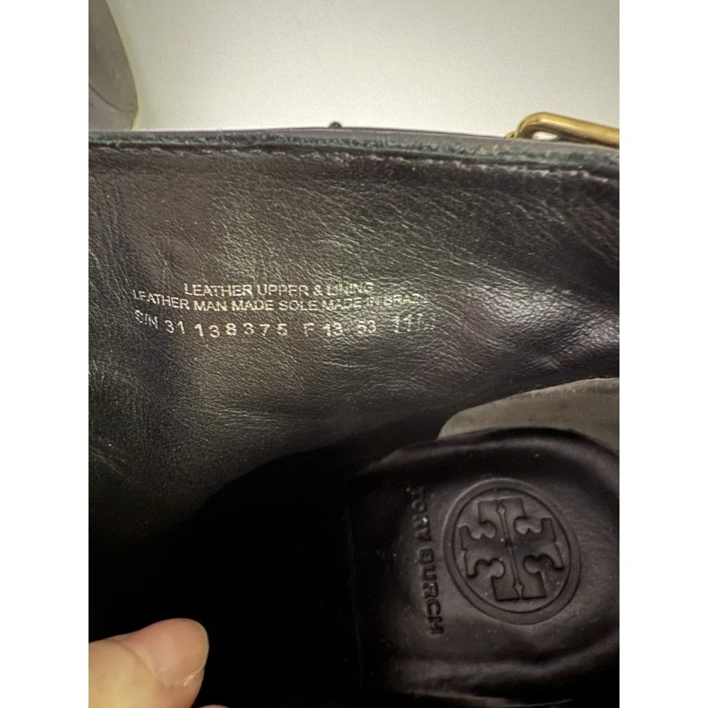 TORY BURCH Milan Wedge Bootie Black‎ Leather Size 11